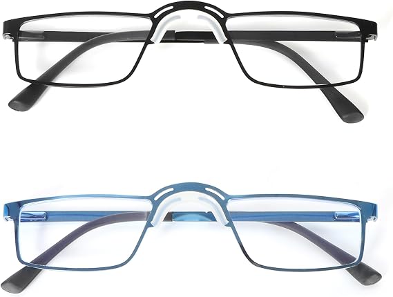 Reading Glasses Metal Thin nose Frame Spring Hinge Readers for Men Eyeglasses No nose support Design