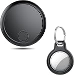 Air Tracker Tags-4 Pack Black, 2026 New [Apple MFi Certified], Bluetooth Tracker Work with Apple Find My (iOS Only), Replaceable Battery Last 2 Year, 100dB Sound, Item Finder for Luggage/Key/Suitcase