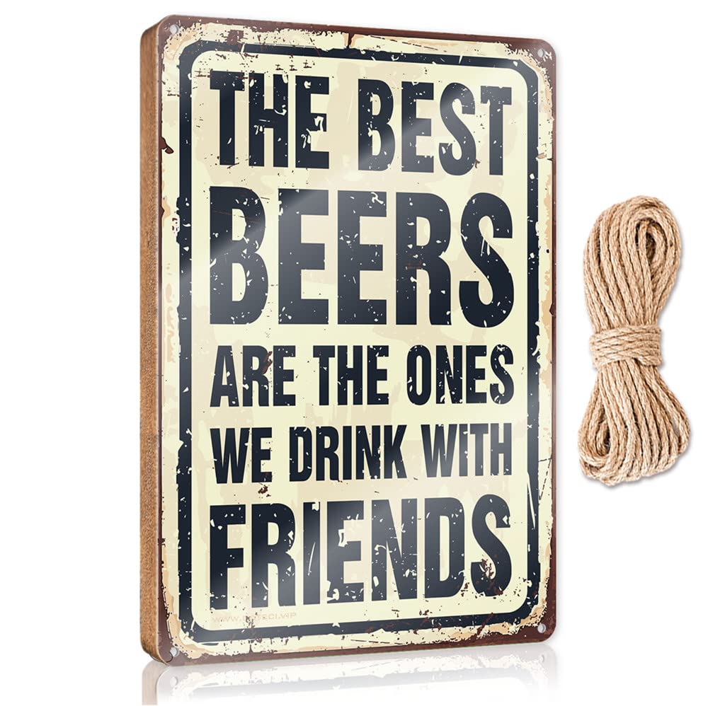 Porch Decorations The Best Beers Are The Ones We Drink With Friends Wooden Sign Outdoor Wood Plaque Porch Signs Teen Room Decor(15X28CM)