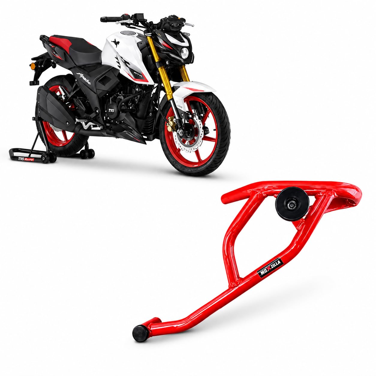 MOXZILLA Shark Crash Guard for Apache RTR 160 4V & RTR 200 4V Red Direct Fit (RED)-image-16