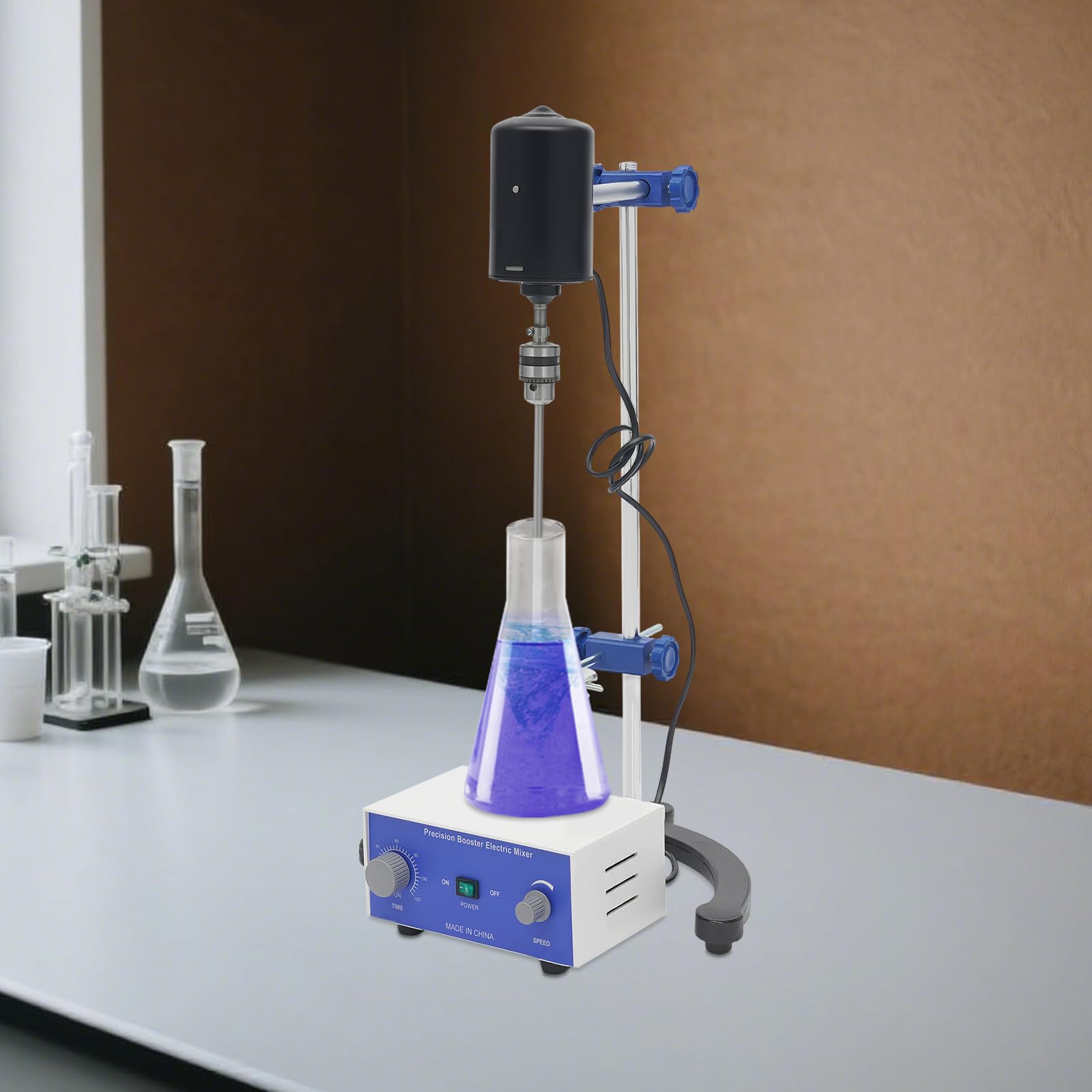 Agitador magnético de 220 W, Laboratorio Stirrer eléctrico Overhead Agitador magnético con placa de calentamiento 200-2600 rpm, mezclador de tambor de precisión, para biología química cosmética