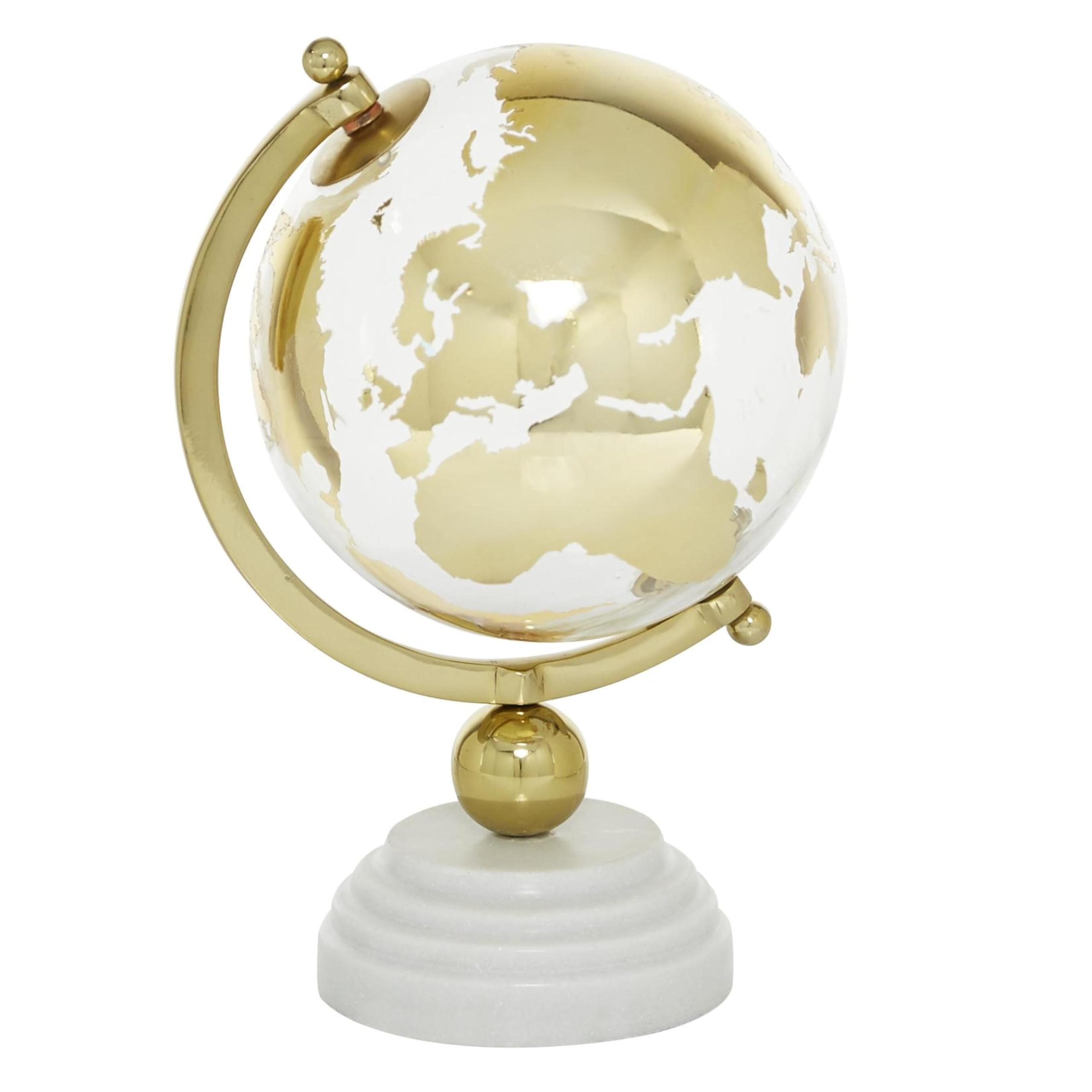 Marble Globe with Marble Base and Tiered Base, 8" x 8" x 13", Gold