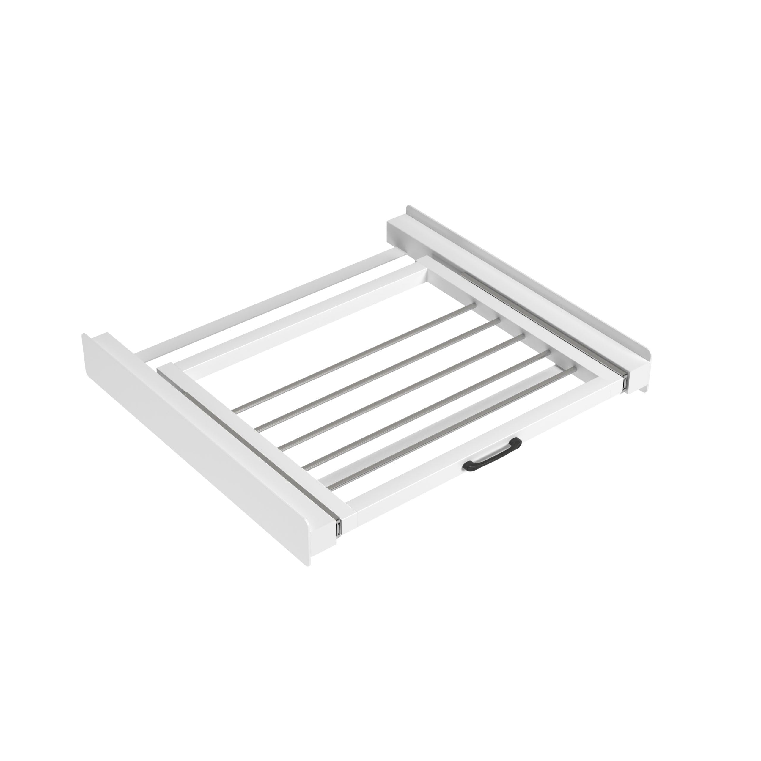 RMBO Zwischenbaurahmen trockner wasmachine mit Wäscheleine, Verbindungsrahmen Waschmaschine trockner universal, Stahl Weiß, 100kg (54,5x60,5cm) Wasmachine trockner verbinding