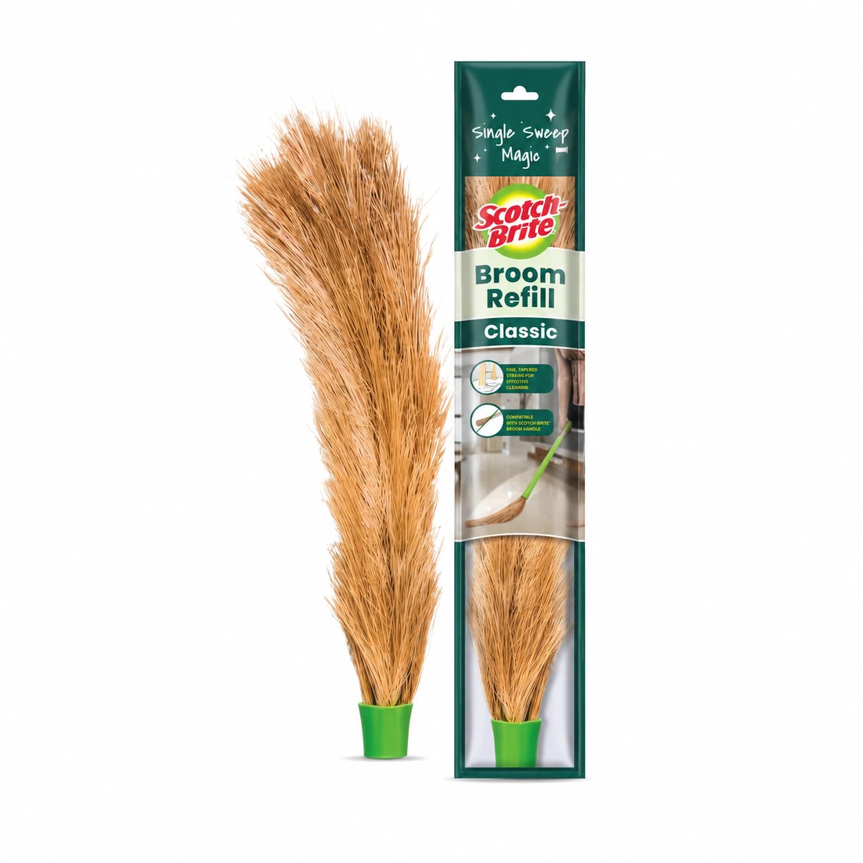 Scotch-Brite No-Dust Classic Broom Head Refill Without Handle | Flat Fiber Jhadu for Fine Dust & Hair Pickup | Reaches Corners | Multipurpose Floor, Cobweb & Ceiling Cleaner-picture-13