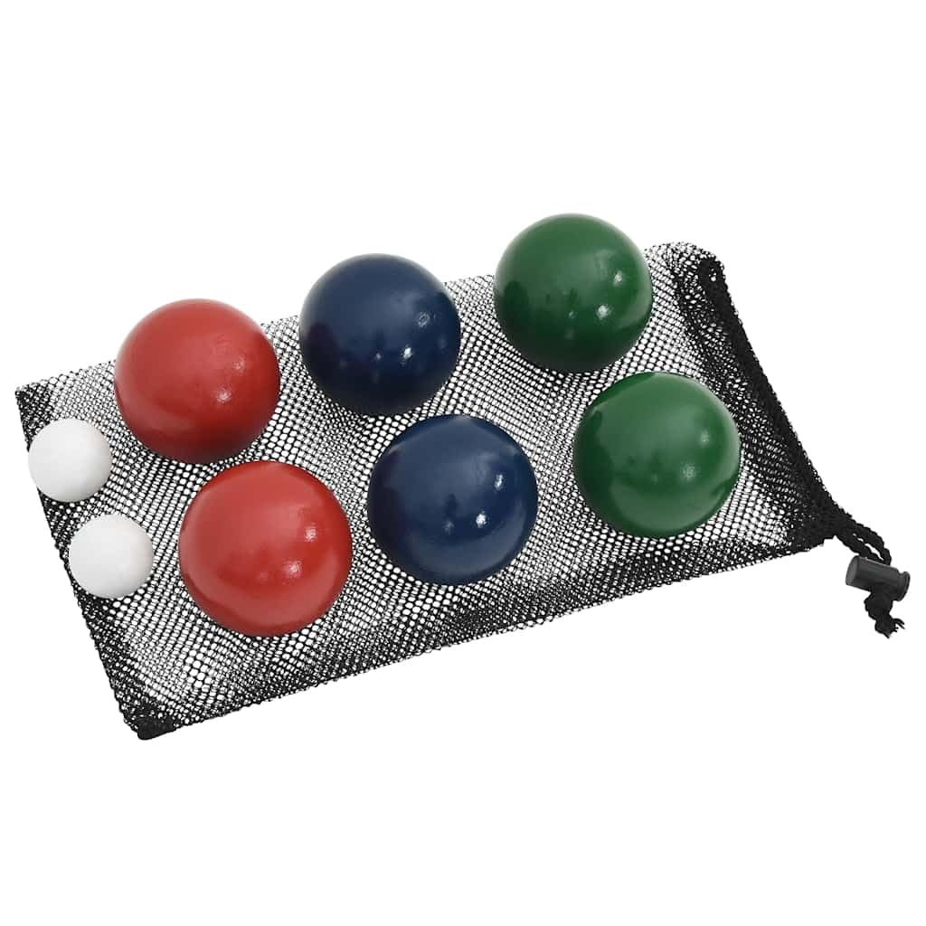 Juego de 8 piezas de petanca con bolsa de transporte de madera maciza de pino, bolas multicolores de 7,5 cm y bolas de objetivo de 3,5 cm, para jardín, playa, camping, familia y ocio