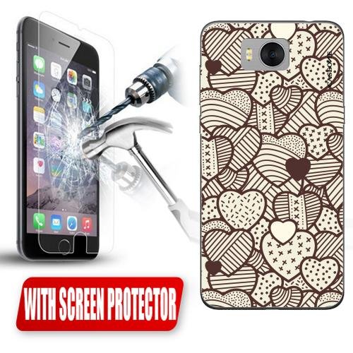 Custodia Cover Case Hearts Vintage Pattern per