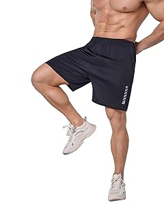 TEEPIRE Men's Athletic Shorts with Pockets and Elastic Waistband, Quick Dry Activewear Workout Short for Gym, Running