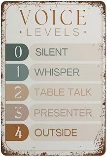 Voice Level Chart Classroom Poster in Boho Classroom Management Decor IN Funny Vintage Metal Tin Sign Decor Bedroom Living Room Kitchen Yard Garden 12 x 8 Inch