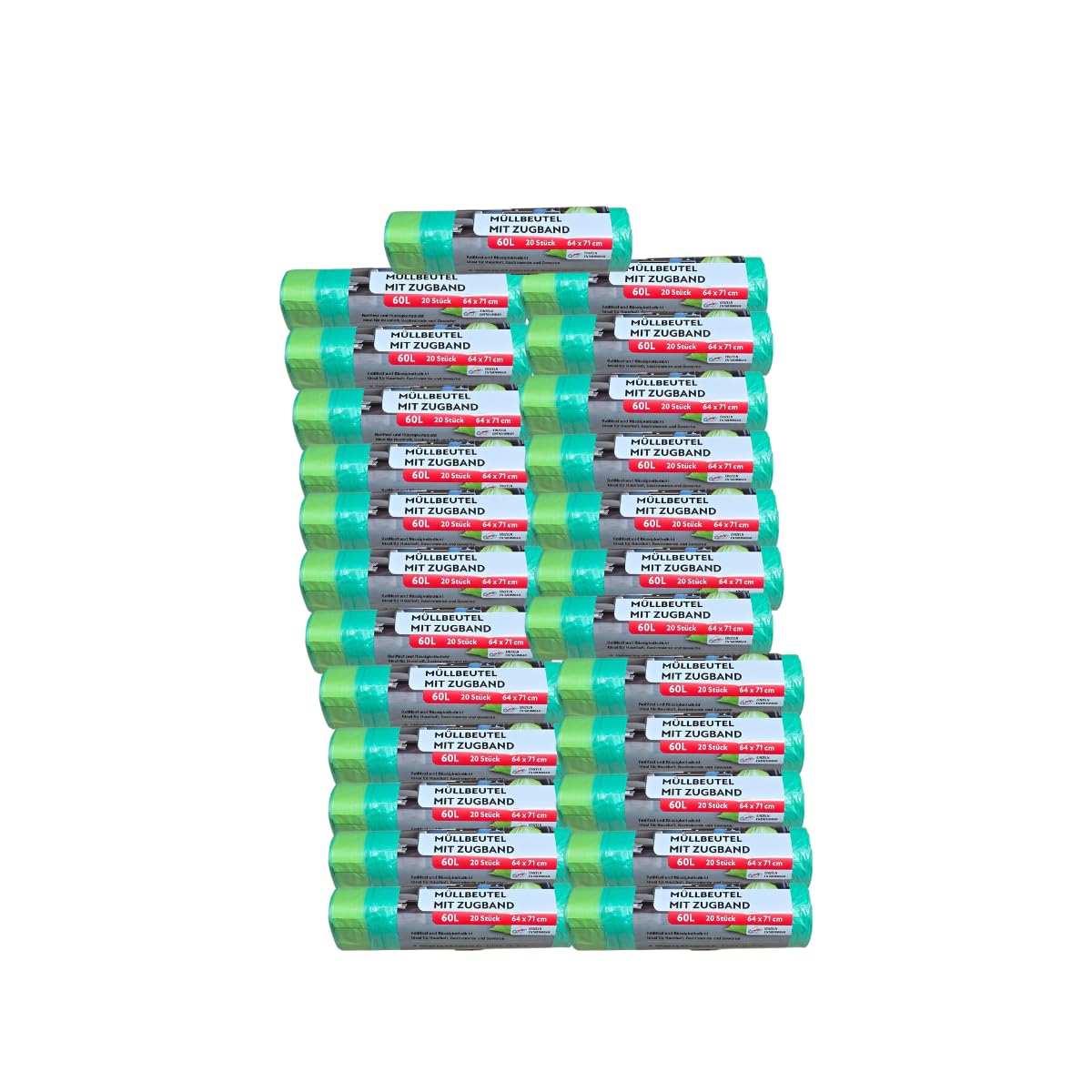 60 L Grüne Müllbeutel Mit Zugband (60L Grün 27er)
