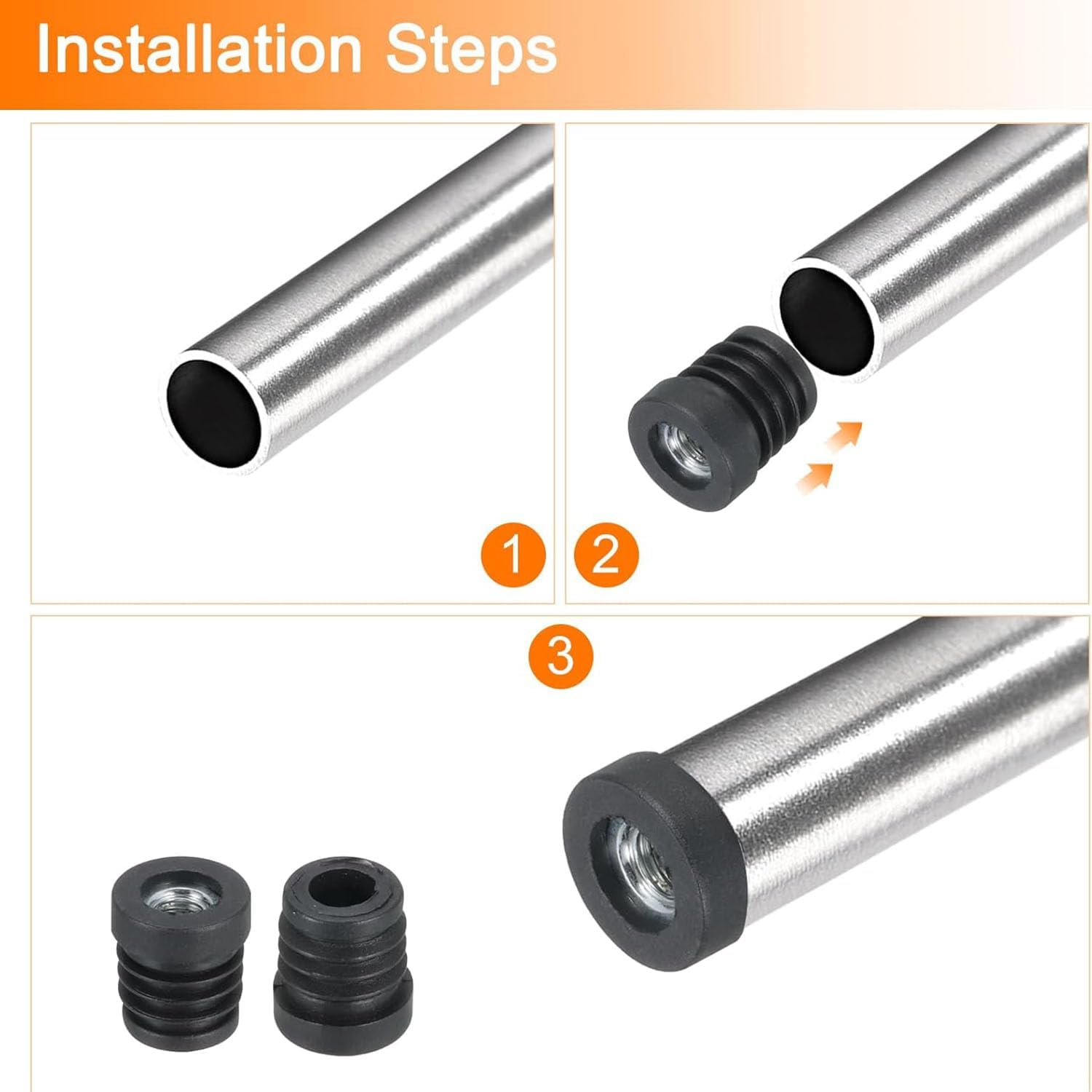 heyous 20PCS M8x25mm Black Plastic Round Tube Nut Plug Suitable for Machinery Equipment Shelves TV Stands Table Beach Chairs