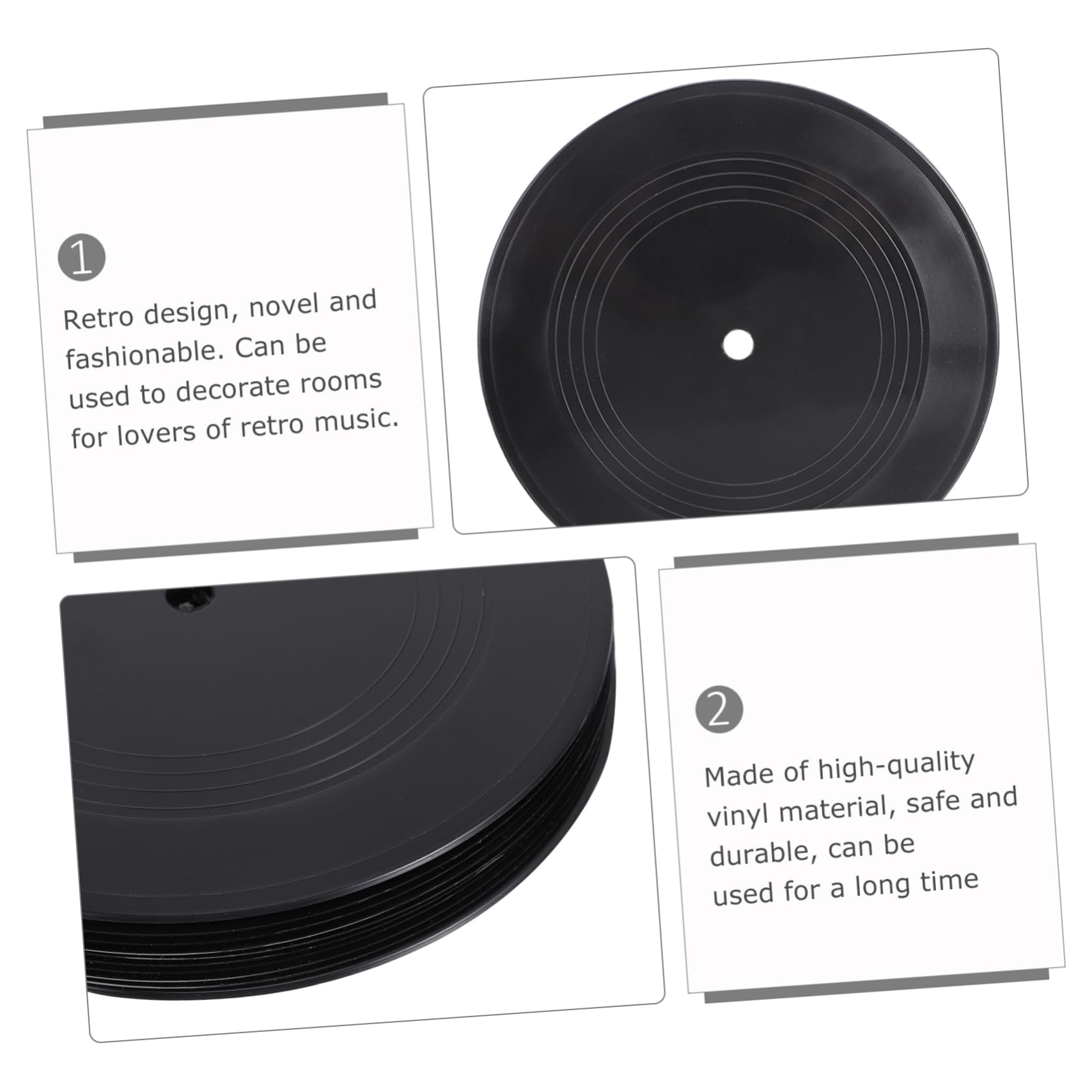 HOMSFOU 100pezzi Decorazioni Murali Vinile Nero Per Interni Adornamenti Retro Per Amanti Della Musica Per Feste Tema Hip-hop e Disco