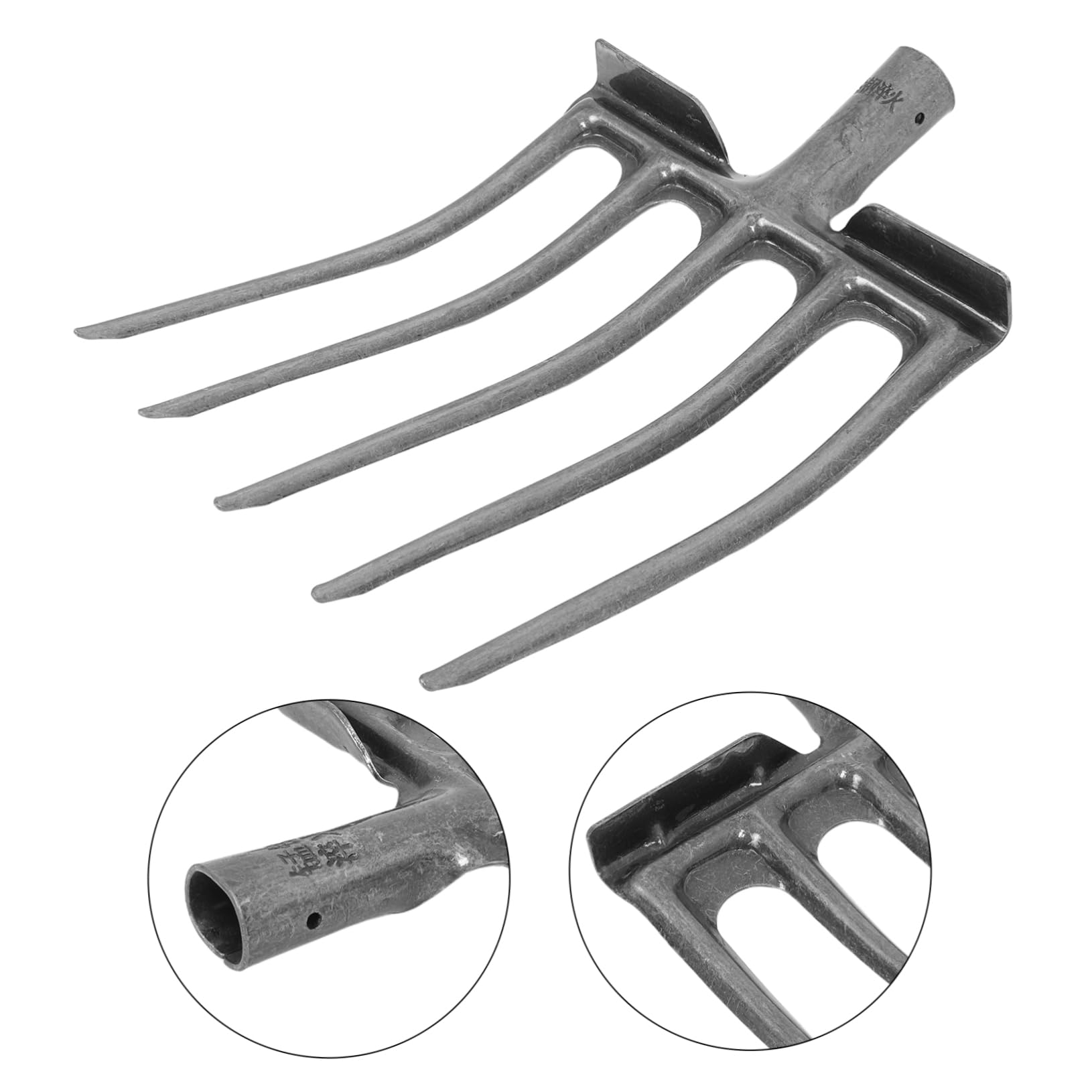 Mipcase Forca da Giardino in Metallo Argento 5 Denti per Applicazioni Versatili e Arieggiamento del Suolo per Aiuole e Campi Agricoli