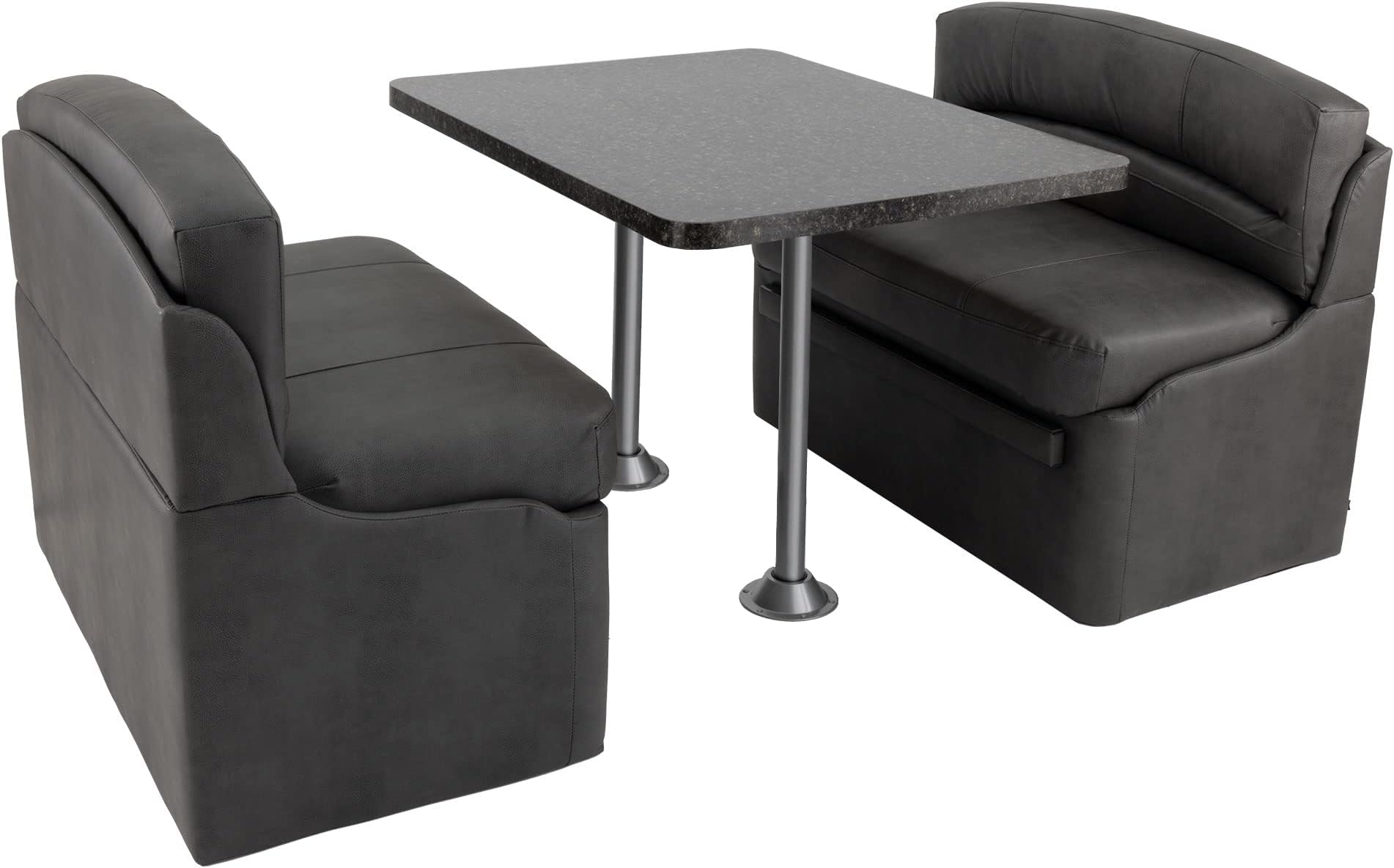 36" RV Dinette Booth Set with Table and 2 Surface Mount Legs | Two Dinette Booths (Gunmetal, Granite Chocolate)