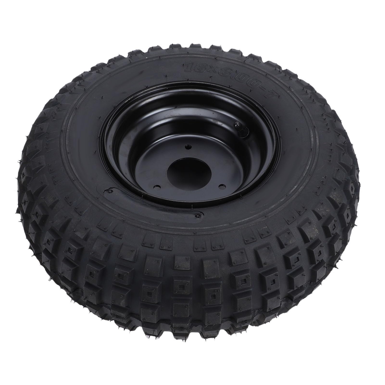 Luocute Neumático de Rueda ATV 16x8-7, Neumáticos Todo Terreno sin Cámara con Ruedas de 3 Lengüetas de 7 Pulgadas para Cortacésped UTV Quad Go Kart Cart, Antideslizante