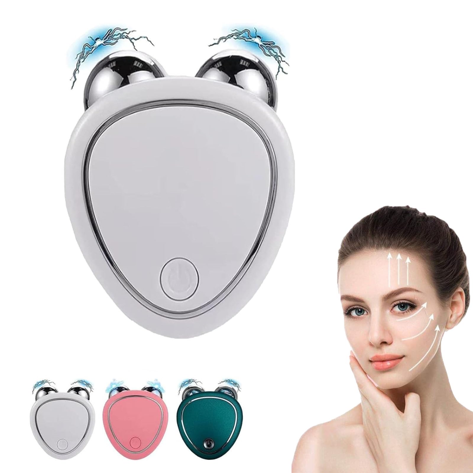 Goniome Skindion Rodillo facial de microcorriente, masajeador facial de microcorriente antienvejecimiento, dispositivo de estiramiento facial, máquina de estiramiento de la piel (Blanco)