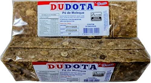 Dudota Doces, PÉ DE MOLEQUE, PAÇOCA DE AMENDOIM CASEIRO DUDOTA C/ 10un 340g
