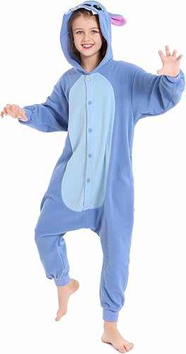 Miniatura 6 de Polyster, disfraz unisex de Halloween para niños, disfraz para cosplay de animé, de una pieza para niñas y niños de 10 a 12 años (10 (125 #), azul)