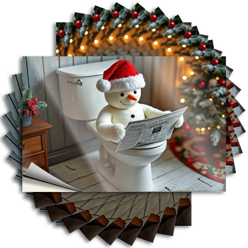 Snowman Reading Newspaper in Toilet Water Punk - Upgrades Tattoos Self Adhesive Sticker(6X9CM)