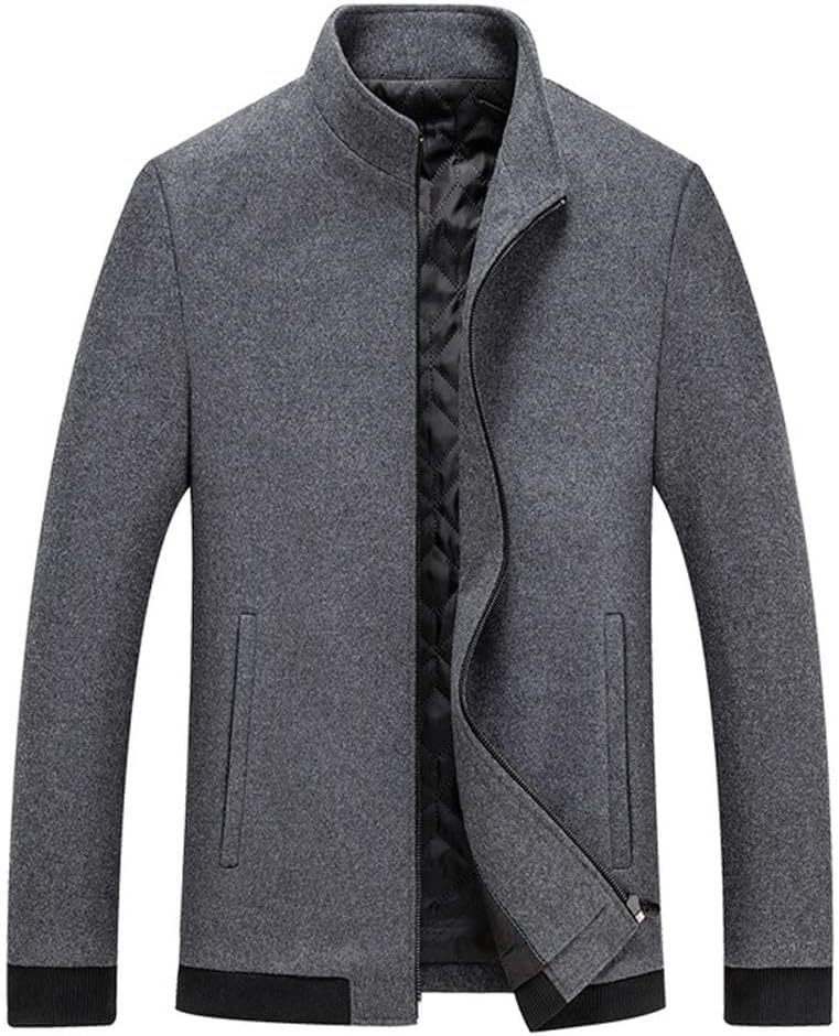 Tweed Men's Jacket Autumn and Winter Men's Business Casual Warm Zipper Jacket Men's Tweed Coat(XXXL Code)