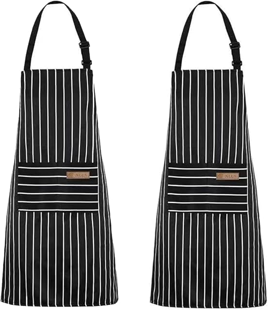 YUANJIASHUN YAO 2 Pack Unisex Adjustable Bib Apron with Pockets Cooking Kitchen Chef Women Men Aprons for Home Kitchen, Restaurant,Coffee House