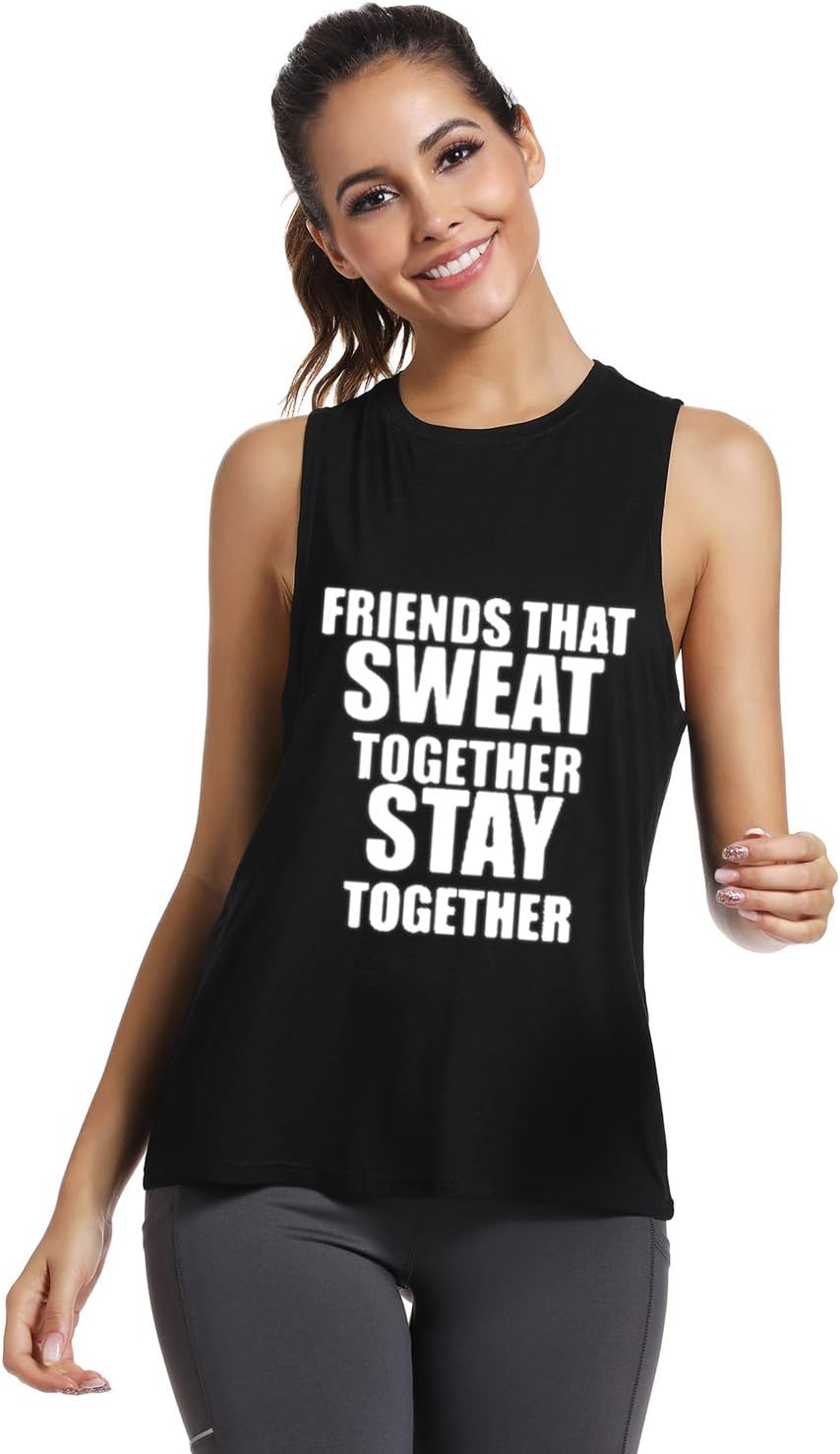 FANNOO Tank Tops for Women-Womens Funny Saying Fitness Workout Racerback Tank Tops Sleeveless Shirts - Image 5