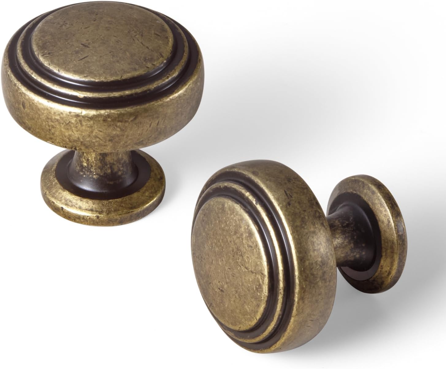 Goo-Ki 6 Pack Antique Brass Cabinet Drawer Knob Kitchen Hardware - Retro Bar Knob Vintage Bronze Single Handles Pull for Closet Wardrobe Dresser Cupboard, 6836GT-DK