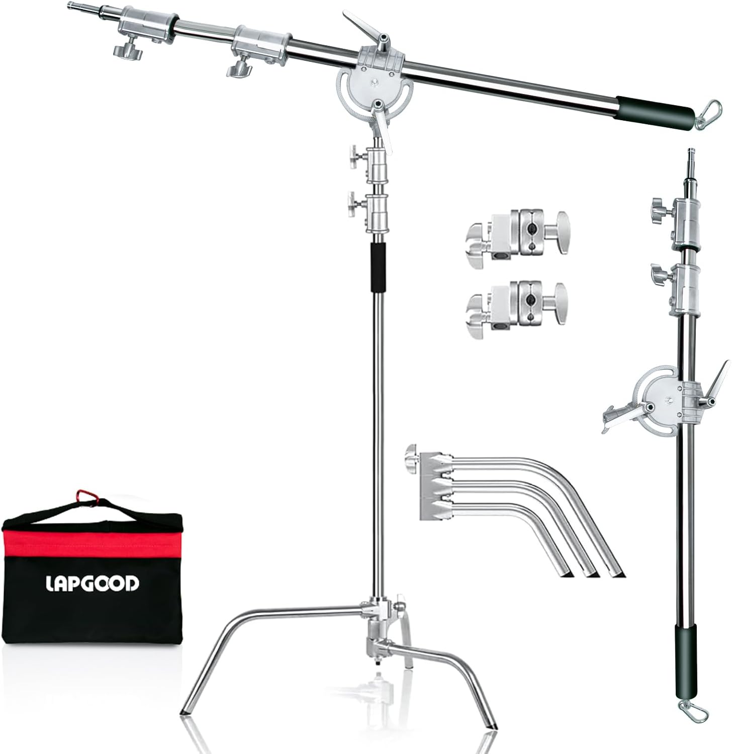 Soporte C con brazo para luces, acero inoxidable, altura 10.8 ft miniatura 1