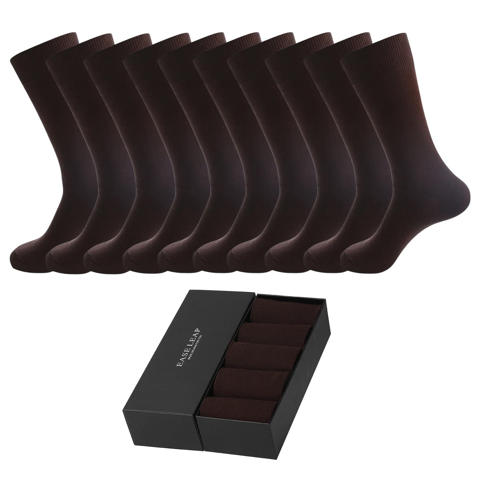 EASE LEAP 10 Paar Herrensocken - Herren Söckchen aus Baumwolle - Bequeme Business Socken - Knöchelhoch & Atmungsaktiv - Formelle Männer Socken mit Geschenkbox - Hellgrau 39-50