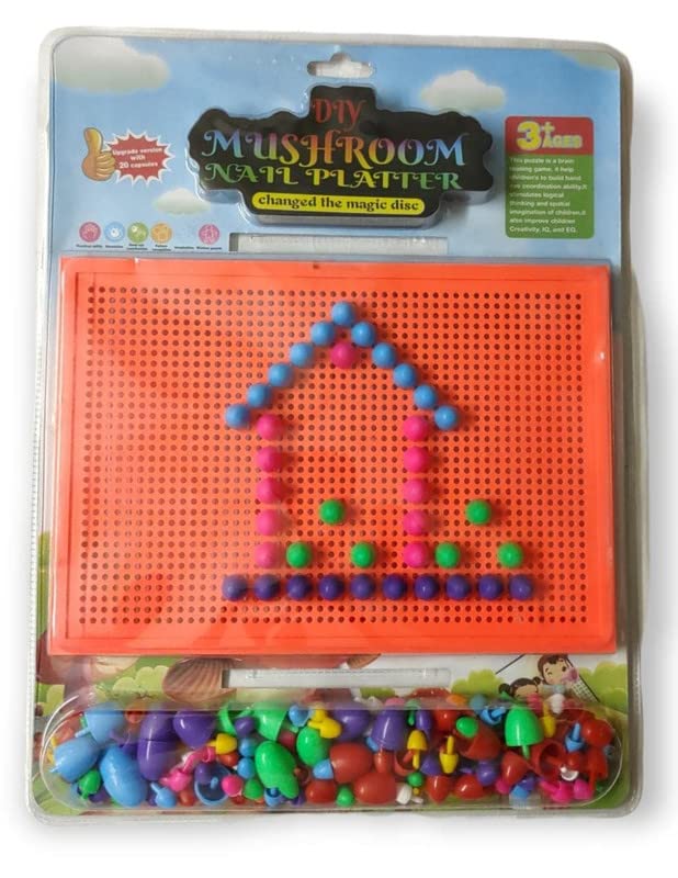 AVANTIKA HUB DIY Mushroom Nail Platter Pegboard Game for Kids Knobs