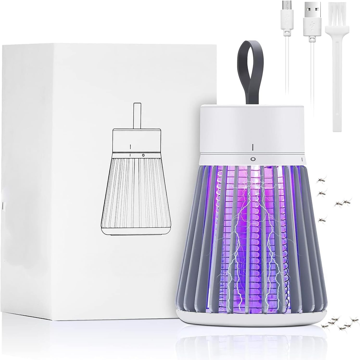 Rechargeable Mosquito Killer Lamp UK, USB Bug Zapper Indoor Outdoor, Portable Fly Zapper for Camping, UV Light Insect Trap for Home Patio Garden, Cordless Electric Mosquito Killer with Battery Option