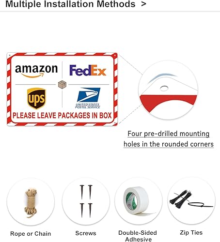 Miniatura 5 de ALKB Letrero de entrega de paquete al aire libre  8 x 12 pulgadas aluminio inoxidable  Letrero de patio para instrucciones claras del paquete FedEx