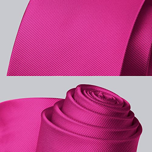 Image of HISDERN Mens Ties Solid Color Wedding Ties and Pocket Square Neckties Clip Sets Business Formal Satin Ties for Men