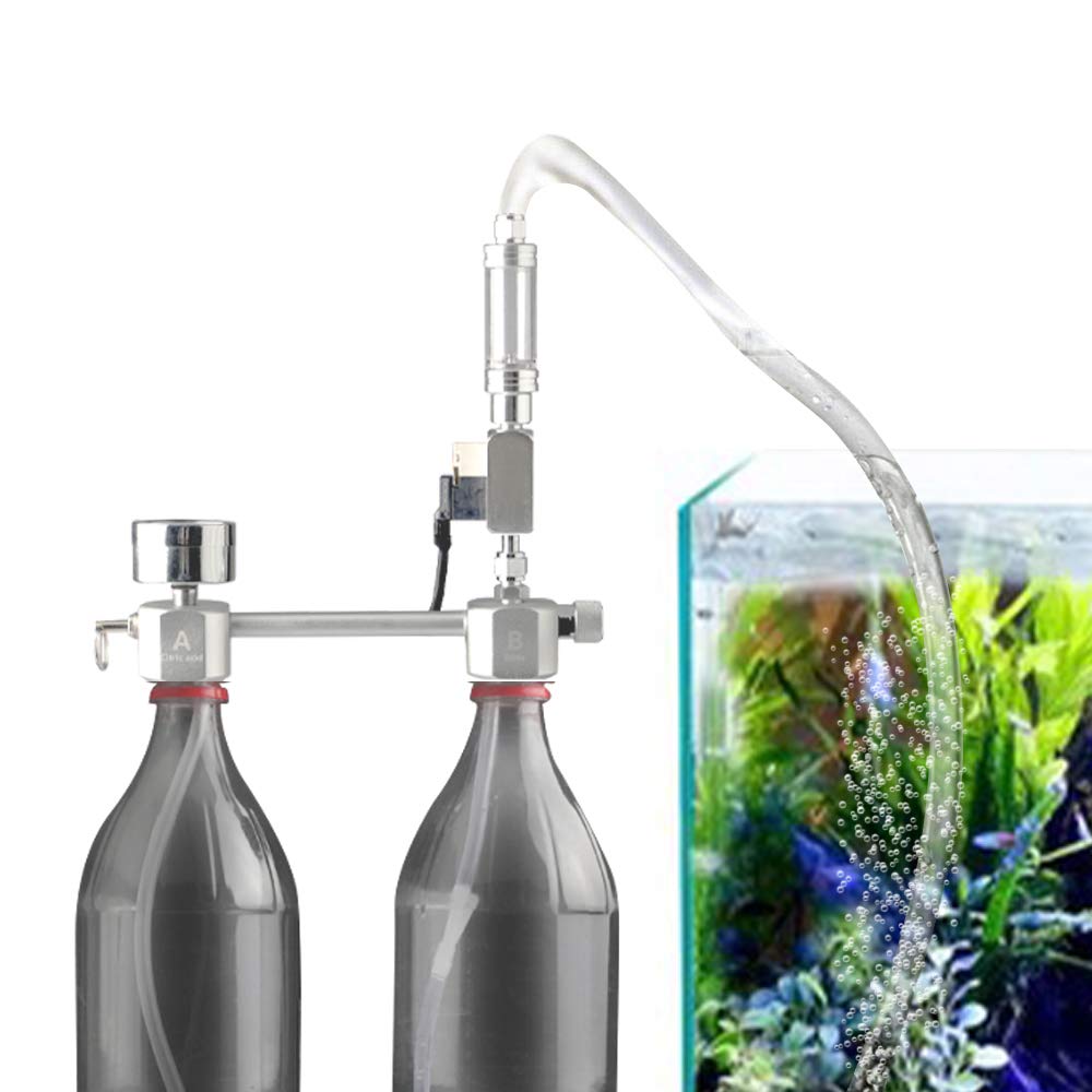 Kit de générateur de CO2 pour Aquarium DIY Système de générateur de CO2 avec électrovanne pour Compteur de Bulles et contrôle de dioxyde de Carbone Kit de réacteurs pour Plantes Aquarium