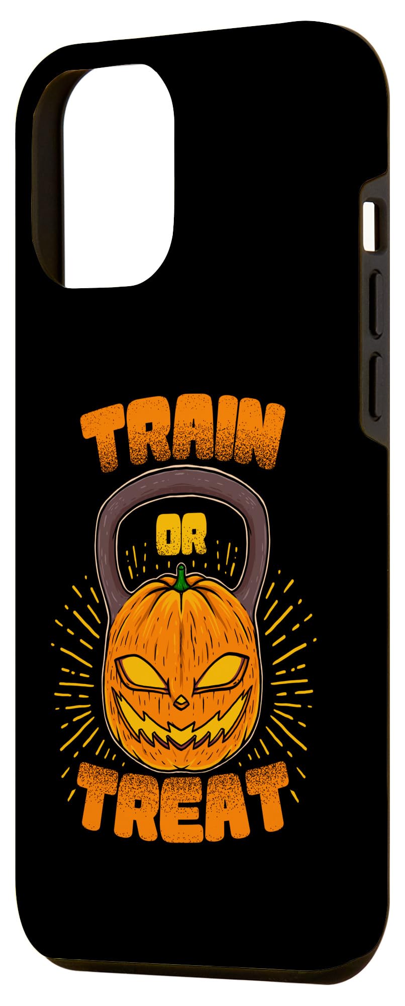 iPhone 14 Plus Train or Treat Pumpkin Kettlebell Gym Workout Halloween Case