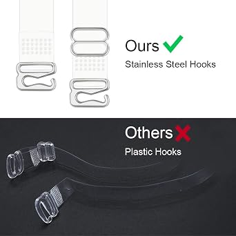 Lystaii 4 Pair Clear Bra Straps Invisible Transparent Shoulder Bra Strap Replacement