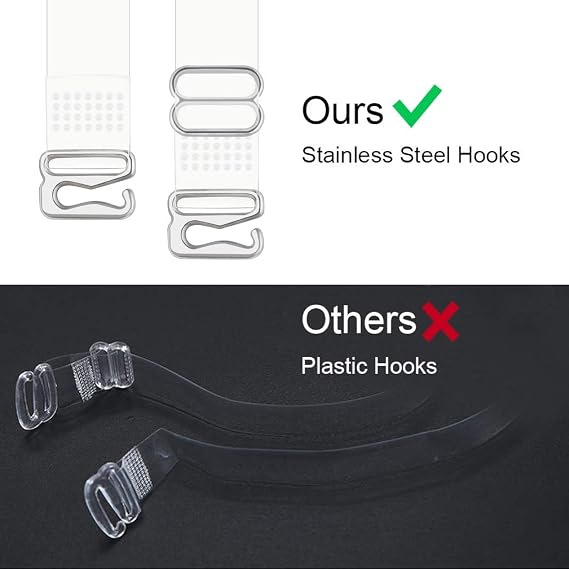 Lystaii 4 Pair Clear Bra Straps Invisible Transparent Shoulder Bra Strap Replacement