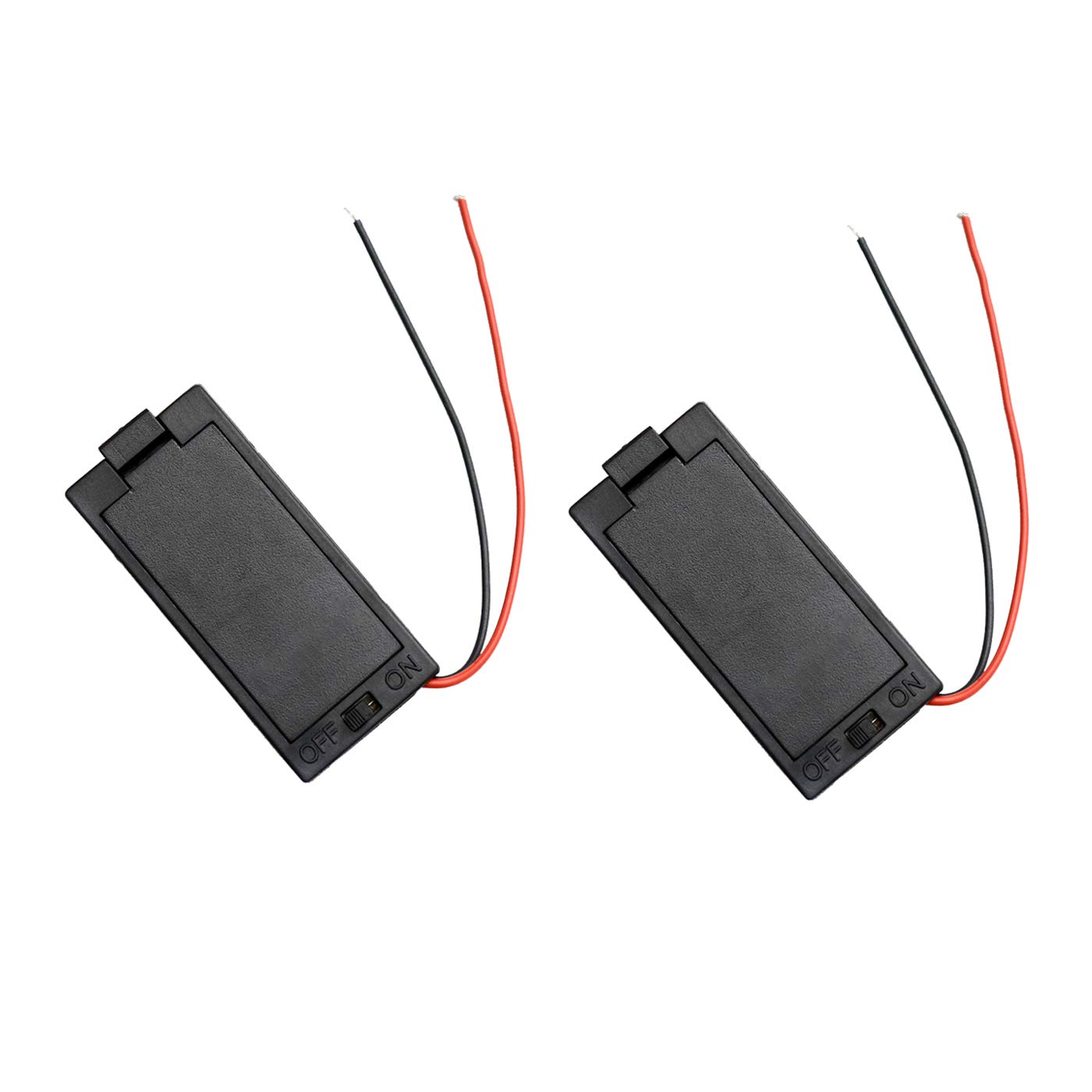 Electronic Spices 2Pcs Aa 1.5V Battery Holder Case With On/Off Switch Black&Red Wires 2 Slots-image-41