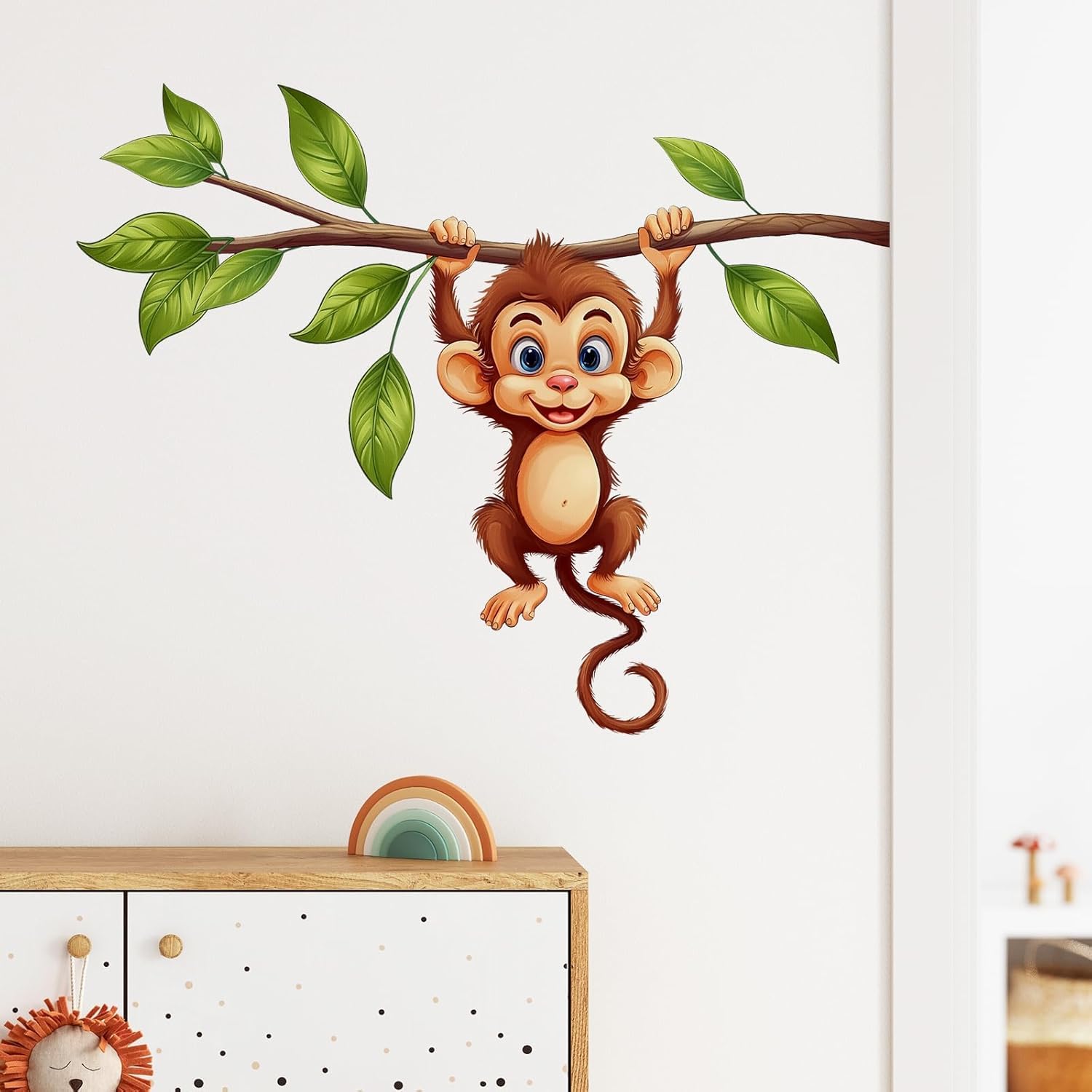 70 cm Monkey on Branch Wall Stickers Nursery Animal Self Adhesive Sticker (Pack of 1)-image-35