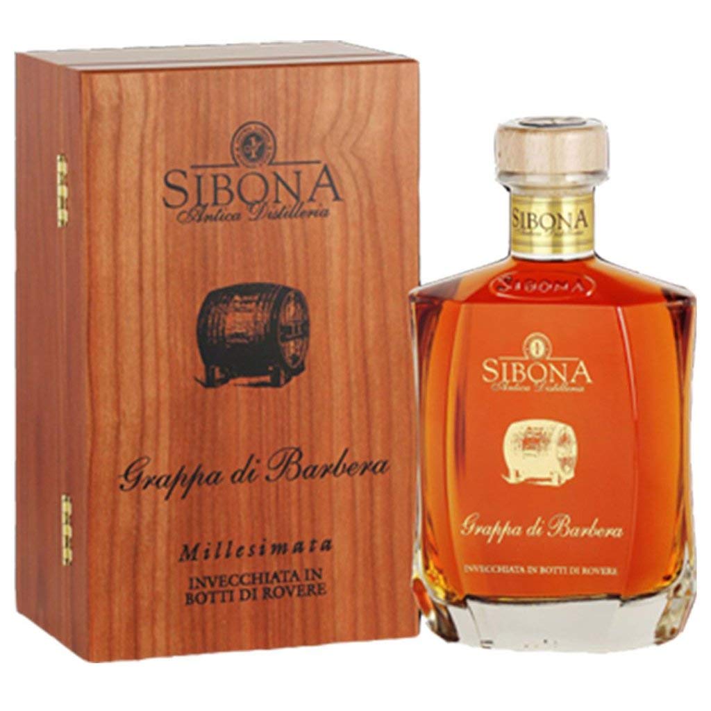 Sibona" Decanter Grappa di BARBERA Millesimata" 70 cl scatola legno