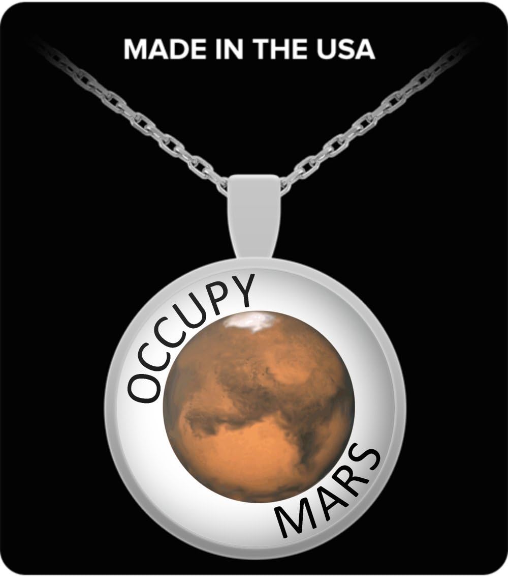 Mars Round Pendant Necklace Planet Mars Science Astronomer Countdown Launch Mission Humor Gift Idea
