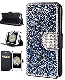 iPhone 7 Plus Case, iPhone 7 Plus Wallet Case, FLYEE [Kickstand] Bling Rhinestone Flip Case Magnetic Crystal Protective Leather with Card Slot for Apple iPhone 7 Plus 5.5 Inch Royal blue