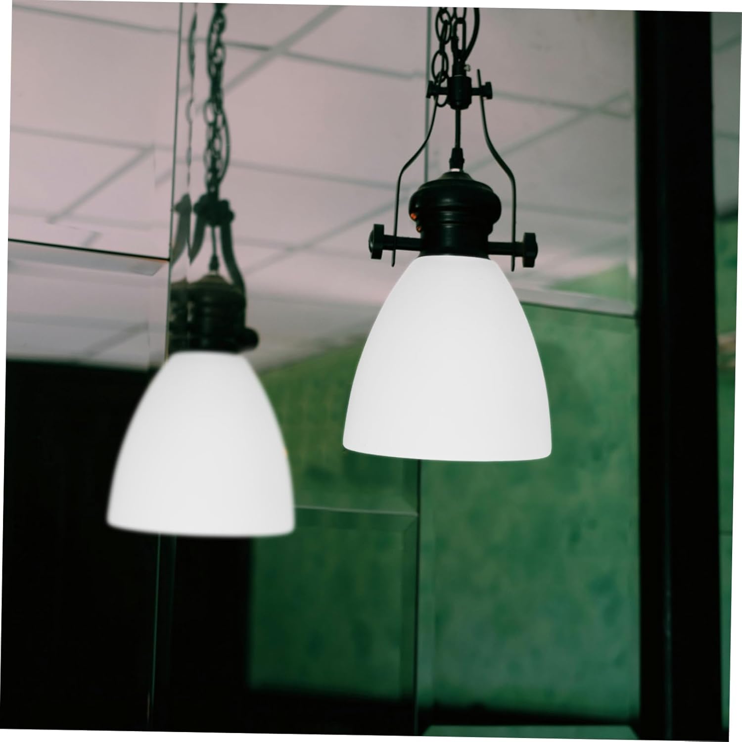 Bell Shaped Glass Lampshade E27 White Frosted Glass Light Fixture Shades for Ceiling Fan Kit Hanging Lighting Fixture