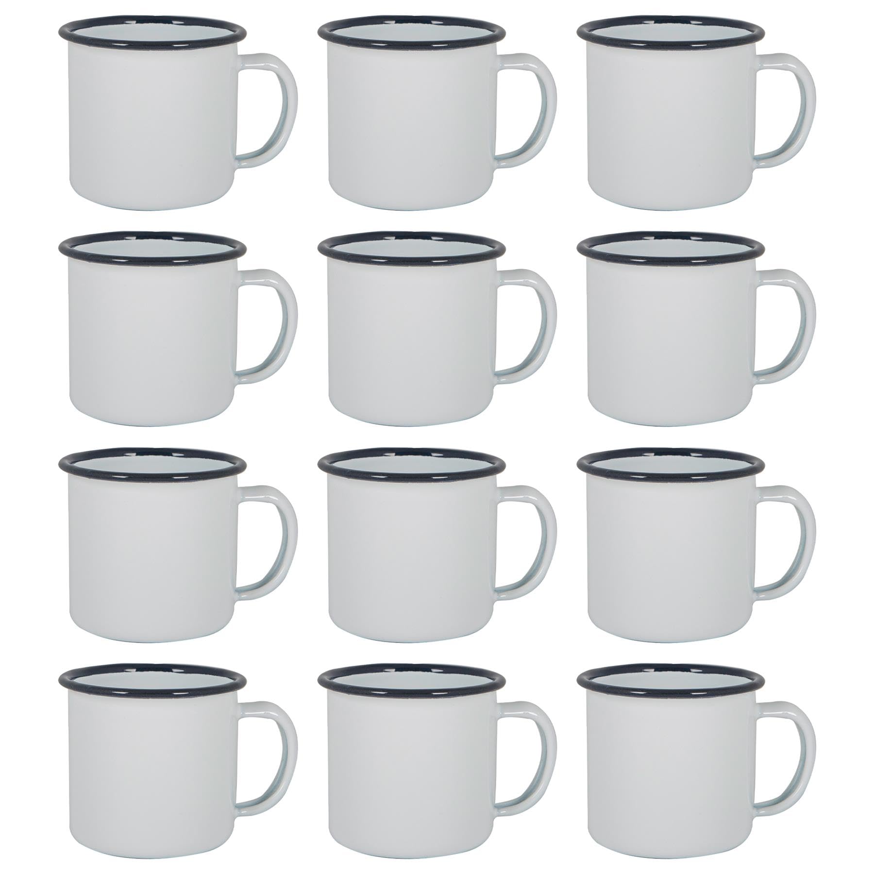 Argon Tableware Enamel Espresso Cups - 130ml - Navy - Set of 12 Metal Drinking Mugs Teacup Coffee Mug Set Hot, Cold Drinks Cups for Home, Kitchen, Dining, Travel, Camping, Hiking & Outdoor Use