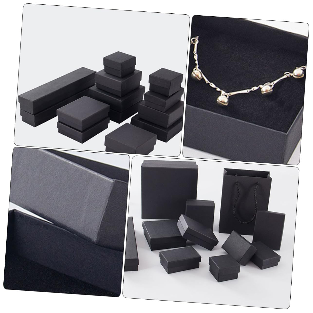 BESTYASH Scatole per Accessori in Carta Kraft Nere 96 Pezzi Scatoline Piccole per Confezioni e Conservazione Raffinata e Resistente