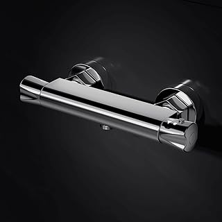 PURAGEIR Thermostatic Shower Mixer, Thermostatic Shower Bar, Mixer Shower Bar with Anti-Scald Valve, Solid Brass, Chrome, Wall Mounted