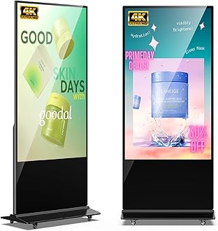 JIYANG 65 Inch 4K Digital Signage Display,Indoor Floor Standing Advertising Eletronic Display Signs Kiosk Android System,LCD Totem Support HDMI-in,Store Displays Screens and CMS System(Black)