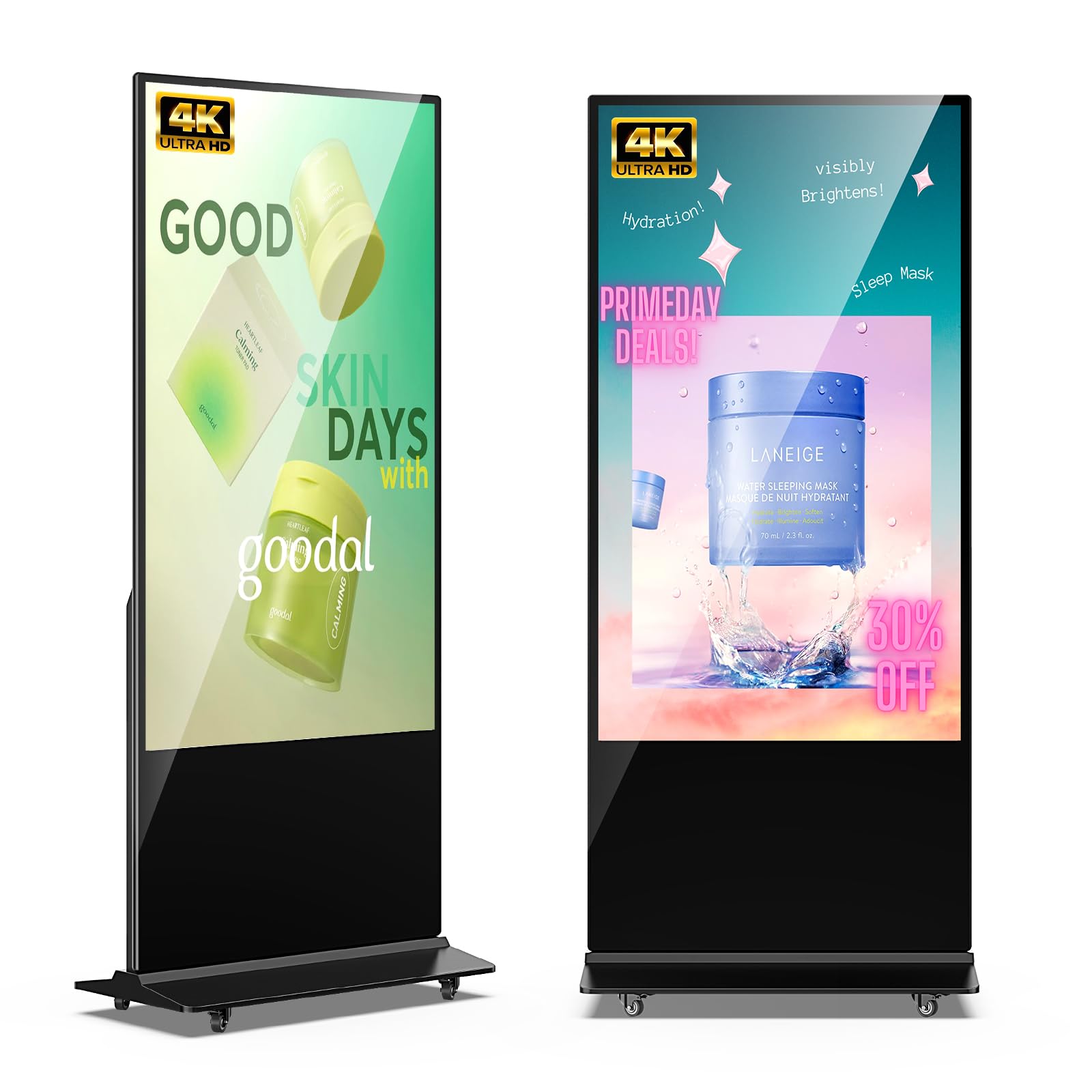 JIYANG 65 Inch 4K Digital Signage Display,Indoor Floor Standing Advertising Eletronic Display Signs Kiosk Android System,LCD Totem Support HDMI-in,Store Displays Screens and CMS System(Black)