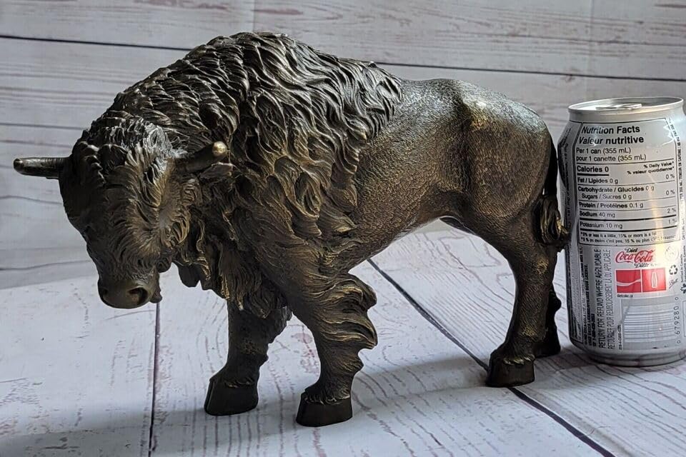 Bison bronze américain Art déco véritable coulé à chaud à la cire perdue