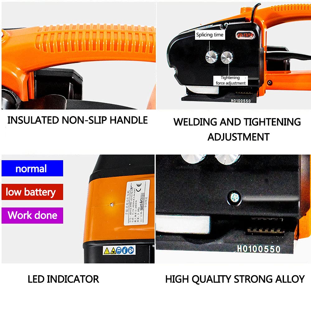 Tendireggia Manuale,Reggiatrice Elettrica Professionale,Portatile Reggiatrice Imballaggio,per 13-16Mm PP/Pet Reggiatura Macchina.,Orange
