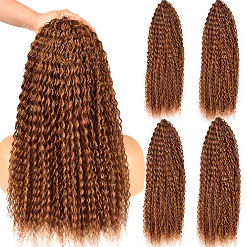 20 Inch 4Pcs Synthetic Ombre Blonde Deep Curly Crochet Twist Braids Water Curly Wave bundle (4PCS/20", color #27)